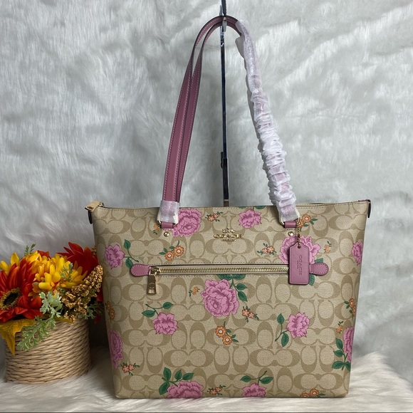 Coach Handbags - GALLERY TOTE IN SIGNATURE CANVAS WITH PRAIRIE ROSE